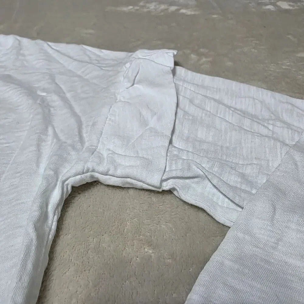 Bobi Los Angeles XS White Long Sleeve Crewneck Banded Waist/Cuff Ruffle Armhole - Picture 3 of 11